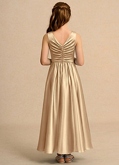 Azazie Ducky Girls Formal Flower Girl Klänningar Klä A-Line i Stretch Satin Plisserad image2