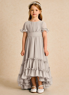 Azazie Kass vestidos de niña de las flores Vestido de Escarcha de Gasa de Corte En A con Plisado image4