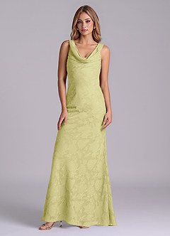 Azazie Rylina Final Sale Lemon Sorbet Mermaid Floral Burnout Dress image5