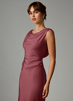 Azazie Kieryn Bridesmaid Dresses Desert Rose Mermaid Pleated Stretch Satin Dress image6