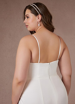 Azazie Marsella Vestidos de novia Vestido de Diamante Blanco de Satén con cara trasera de crepé de Corte Sirena con Sin tirantes image19