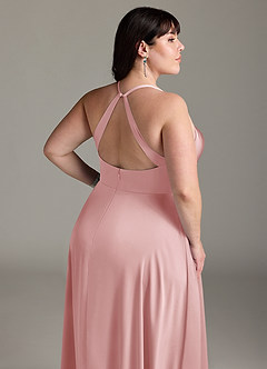 Azazie Davis Brudtärnklänningar Klä av A-Linje i Stretch Satin Plisserad Puderrosa image12