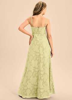 Azazie Kaylee Junior Vestido de Sorbete De Limón de Devorado Floral de Corte en A con Con cinturón image2