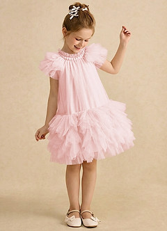 Azazie Eliza Flower Girl Klänningar Klä A-Line i Tyll Ärmlös image1