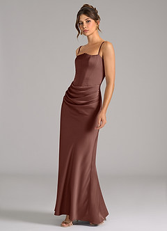 Azazie Debby Bridesmaid Dresses Espresso Mermaid Strapless Stretch Satin Convertible Dress image6