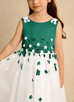 Azazie Eleni Sukienki dla dziewczynek sypiących kwiaty Suknia balowa Ukłon Tiul Długość kostki Sukienka image7