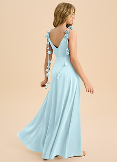 Azazie Gumdrop Junior Cloud Blue Empire Pleated Stretch Satin Dress image1