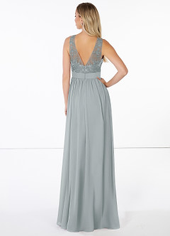 Azazie Mea Final Sale Dolphin Grey A-Line Lace Chiffon Dress image2