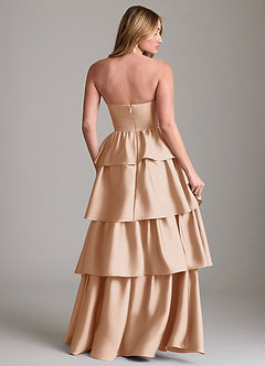 Azazie Faye Bridesmaid Dresses English Rose A-Line Ruched Stretch Satin Dress image2