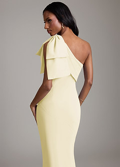 Azazie Yuanna Bridesmaid Dresses Lemon Sorbet Mermaid One Shoulder Chiffon Dress image7