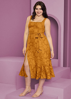 Barbie ♥ Azazie Bridesmaid Dresses Butterscotch A-Line with Pockets Floral Burnout Dress image6