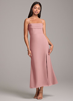 Azazie Saige Bridesmaid Dresses Dusty Rose Sheath Off the Shoulder Chiffon Convertible Dress image7