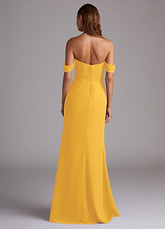 Azazie Saige Bridesmaid Dresses Marigold A-Line Off the Shoulder Chiffon Convertible Dress image7