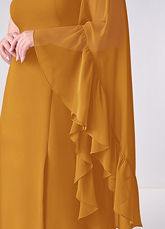 Barbie ♥ Azazie Bridesmaid Dresses Butterscotch A-Line Long Sleeve Chiffon Dress image10