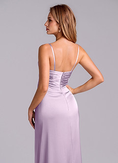 Azazie Sabrine Final Sale Frosted Lilac A-Line Sweetheart Neckline Stretch Satin Dress image7