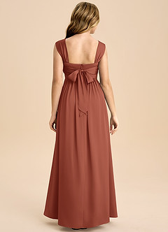 Azazie Hattie Junior Auburn A-Line Pleated Stretch Satin Dress image2