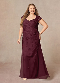 Azazie Marbella vestidos de madre de la novia Vestido de Cabernet de Encaje de Sirena con Reina Ana Lentejuelas image10