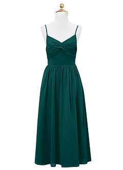 Azazie Zeya Junior A-Linie Chiffon Kleid Pfau image7