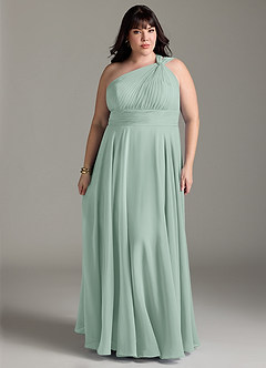 Azazie Charlize Bridesmaid Dresses Agave A-Line One Shoulder Chiffon Dress image7