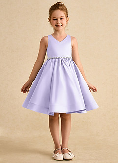 Azazie Julietta Flower Girl Dresses Lilac Ball-Gown Convertible Tulle Dress image9