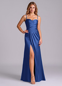 Azazie Sabrine Jurken voor bruidsmeisjes Jurk van Stretch Satijn met A-Lijn Sweetheart Halslijn Koningsblauw image5