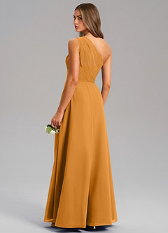 Azazie Phaedra Bridesmaid Dresses Butterscotch A-Line One Shoulder Chiffon Dress image7