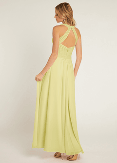 Azazie Claudia Abiti da Damigella Abito A-Line in Chiffon Scollo a Cuore Sorbetto Al Limone image4