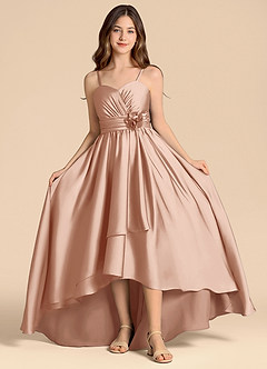 Azazie Catalina Junior Rose Gold A-Line Sweetheart Neckline Stretch Satin Dress image4
