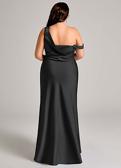 Azazie Madelyn Bridesmaid Dresses Black Mermaid One Shoulder Stretch Satin Convertible Dress image11