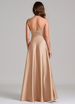 Azazie Amani Bridesmaid Dresses English Rose A-Line Pleated Stretch Satin Dress image5