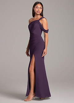 Azazie Wynter Final Sale Plum Sheath One Shoulder Chiffon Dress image2