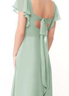 Azazie Syenna Bridesmaid Dresses Agave A-Line Ruched Chiffon Dress image3