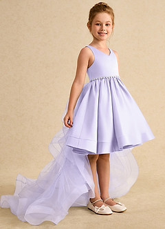 Azazie Julietta Flower Girl Dresses Lilac Ball-Gown Convertible Tulle Dress image3