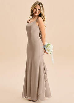 Azazie Lioren Junior Meerjungfrau-Linie Schleifen Chiffon Kleid Taupe image2