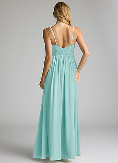 Azazie Alia Bridesmaid Dresses Aqua A-Line Pleated Chiffon Dress image5
