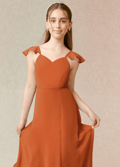 Azazie Everett Junior Cinnamon A-Line Chiffon Dress image5