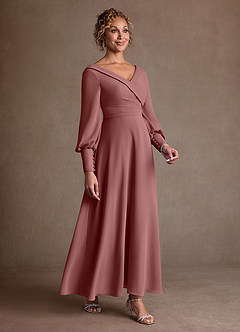Azazie Paterson Mother of the Bride Dresses Desert Rose A-Line Pleated Chiffon Dress image3