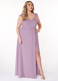 Azazie Everett Bridesmaid Dresses Wisteria A-Line V-neck Ruched Chiffon Dress image9