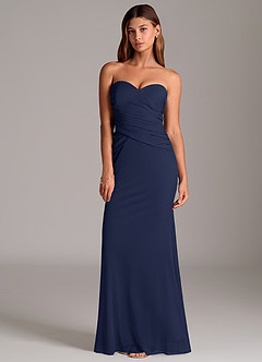 Azazie Katelyn Brudtärnklänningar Klä av Tubklänning i Maska Axelbandslös Mörk Marinblå Konvertibel image6