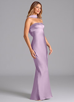 Azazie Lusinda Bridesmaid Dresses Frosted Lilac Mermaid Strapless Stretch Satin Dress image6