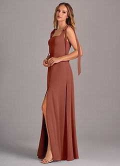 Azazie Debra Bridesmaid Dresses Auburn A-Line with Pockets Chiffon Convertible Dress image4