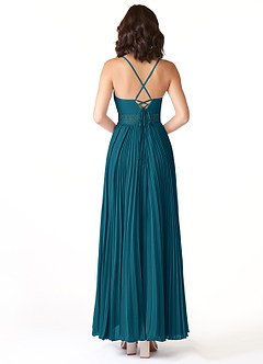 Azazie Devyn Brautjungfernkleider A-Linie Korsett Chiffon Kleid Tintenblau image2