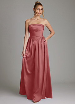 Azazie Zena Bridesmaid Dresses Antique Rose A-Line Strapless Stretch Satin Dress image1