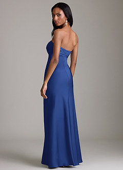 Azazie Saylor Vestidos de damas de honor Vestido de Azul Real de Satén Elástico de Corte Sirena con Sin tirantes image5