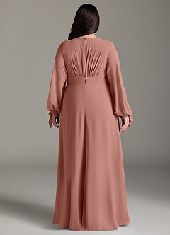 Azazie Matilda Bridesmaid Dresses Cedar Rose A-Line Long Sleeve Chiffon Dress image10