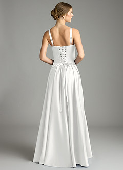 Azazie Evadina Brudepigekjoler En streg Korset Stræk satin Gulv-længde Kjole image2