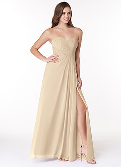 Azazie Arabella Allure Robes de demoiselle d'honneur Robe Trapèze Convertible en Mousseline de soie Encolure en Forme de Cœur Champagne image5