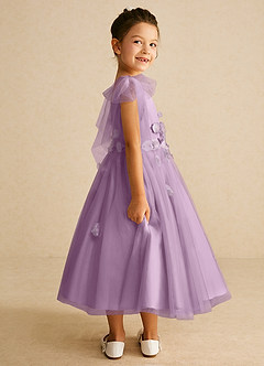 Azazie Minia Flower Girl Dresses Wisteria A-Line Bow Matte Satin Dress image2