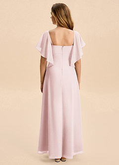 Azazie Selena Junior Blushing Pink A-Line Ruched Chiffon Dress image2