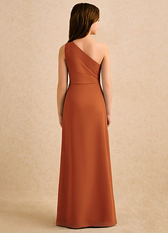 Azazie Tilda Girls Formal Jurken voor bloemenmeisjes Kolom Jurk van Chiffon One-Shoulder Kaneel image2